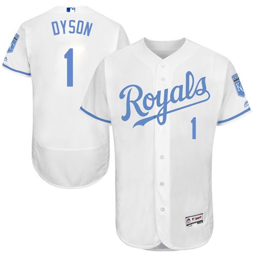 Royals #1 Jarrod Dyson White Flexbase Authentic Collection Father's Day Stitched MLB Jersey - Click Image to Close